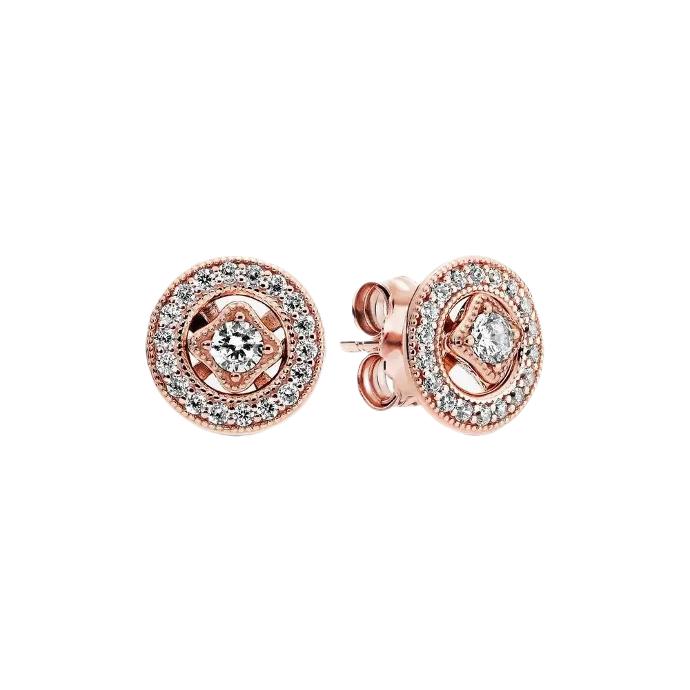 Pandora Rose Gold Plated Vintage Circle Stud Earrings