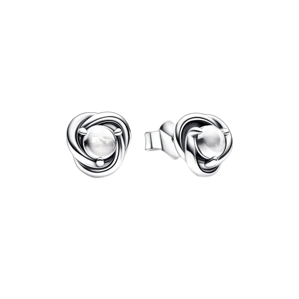 Pandora Sterling Silver April Stud Earrings with Clear Cubic Zirconia