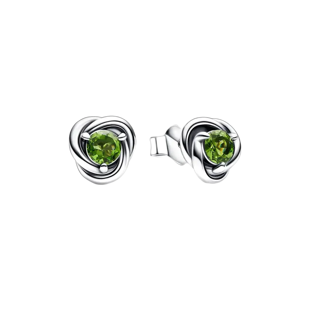 Pandora Sterling Silver August Stud Earrings with Spring Green Crystal