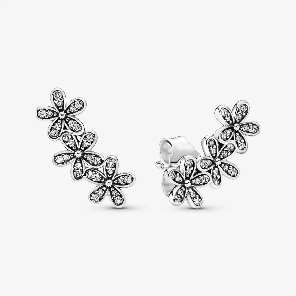 Pandora Sterling Silver Cubic Zirconia Daisy Flower Stud Earrings