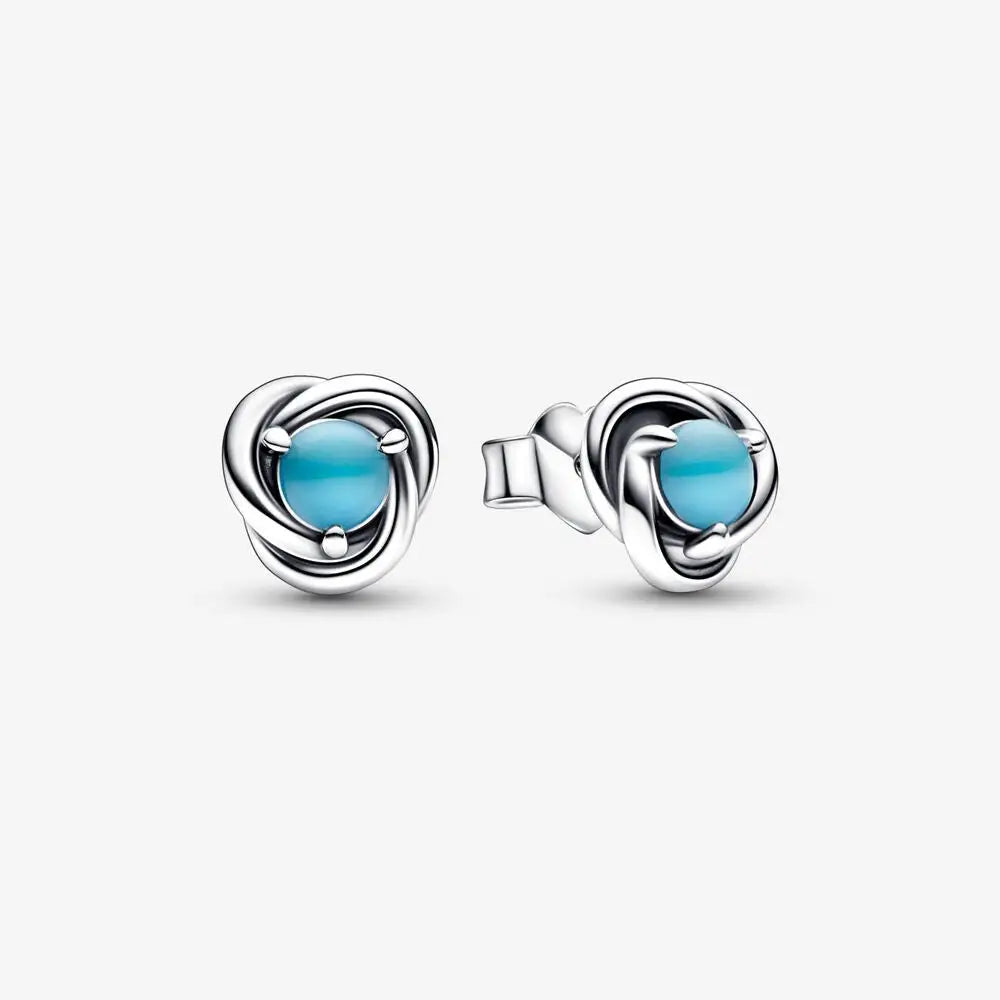 Pandora Sterling Silver Dec Stud Earrings with Capri Blue Crystals