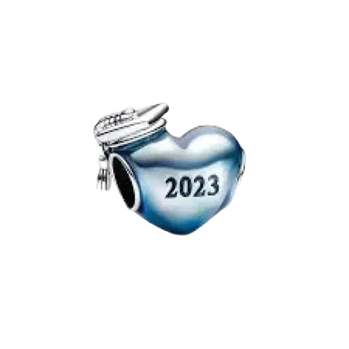 Pandora Sterling Silver Graduation 2023 Heart Charm with B