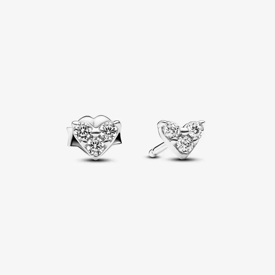 Pandora Sterling Silver Heart Stud Earrings with Cubic Zirconia