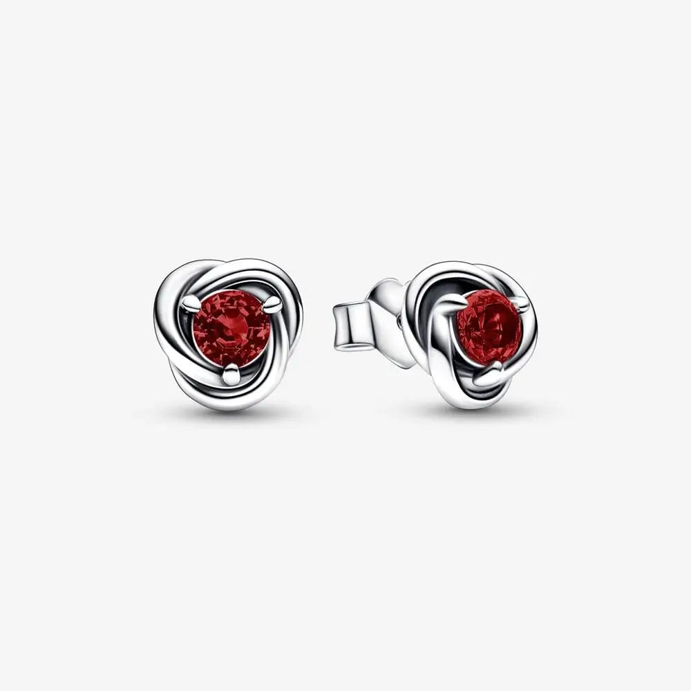 Pandora Sterling Silver Jan Stud Earrings with Salsa Red Crystals