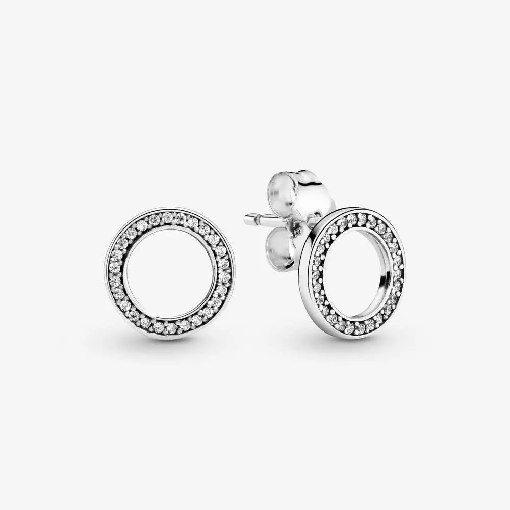 Pandora Sterling Silver Sparkling Circle Stud Earrings