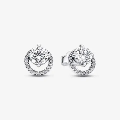 Pandora Sterling Silver Stud Earrings with Clear Cubic Zirconia