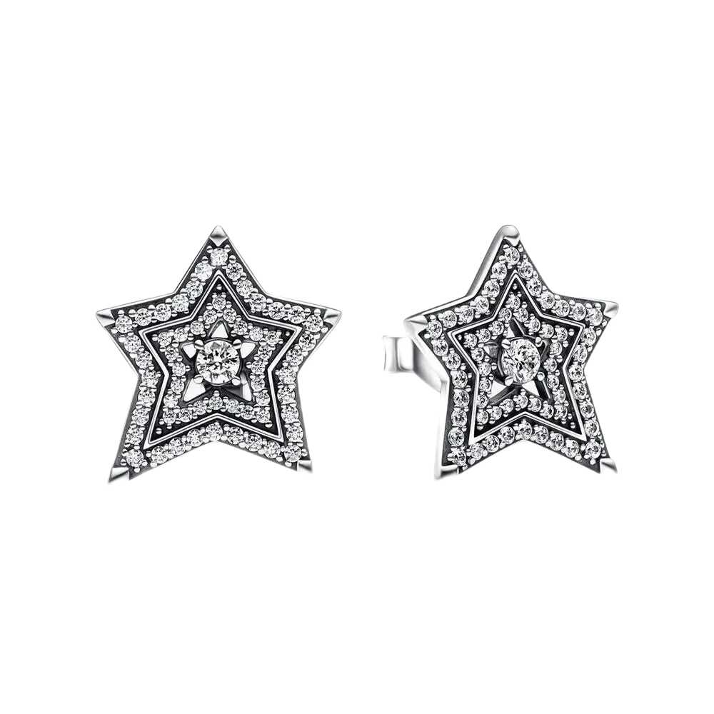 Pandora Sterling Silver Stud Earrings with Cubic Zirconia