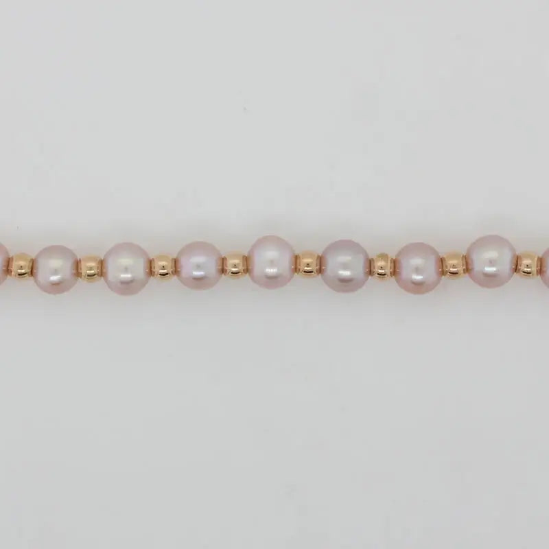 Pink Freshwater Pearl 5.00mm to 5.5mm 45cm Necklace - Rolled Gold Rose Gold Spacers and Parrot Clasp