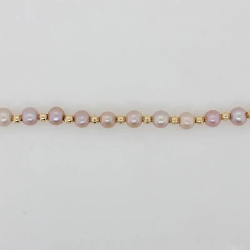 Pink Freshwater Pearl 5.00mm to 5.5mm Necklace - 14ct