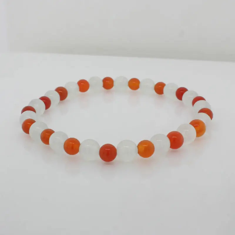 Prehnite and Carnelian Elastic Bracelet