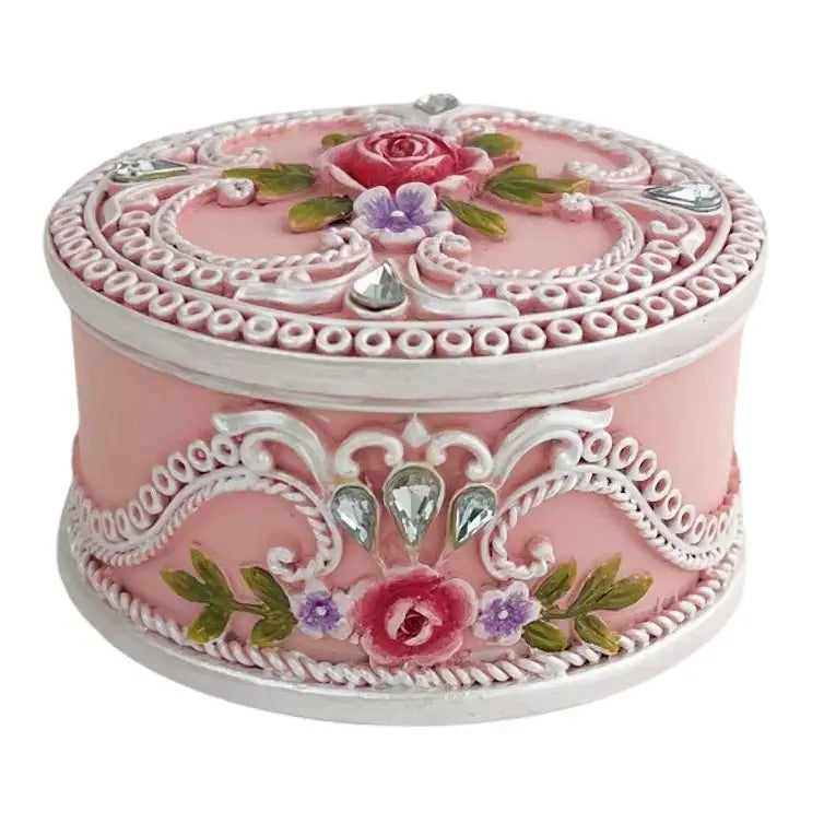 Resin Pink & White Jewel Box 'Mia' 9.2cm x 9.2cm x 6cm