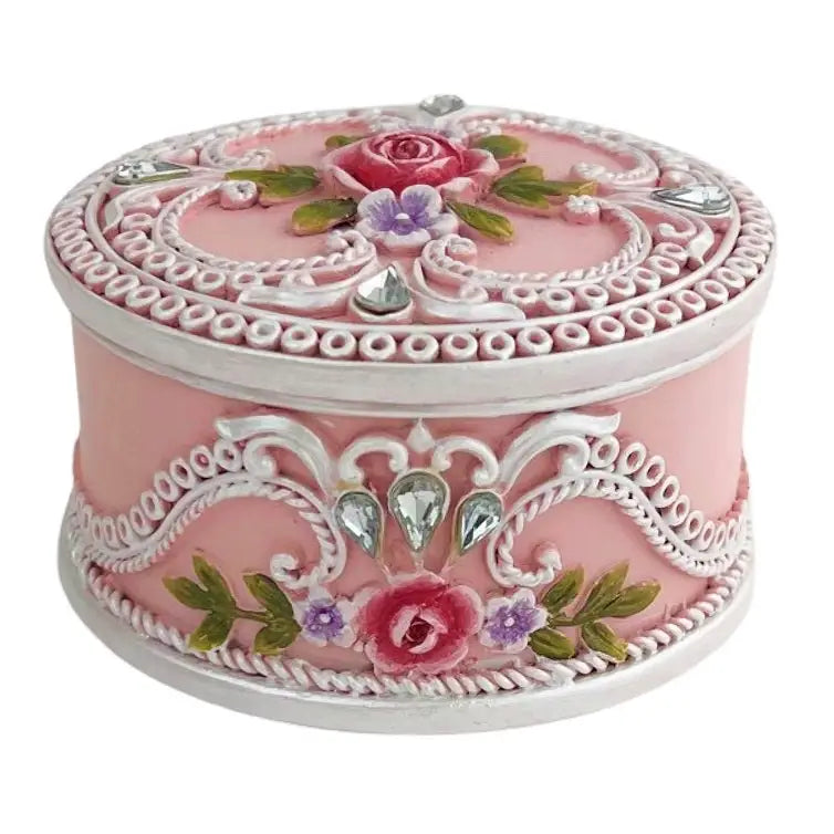 Resin Pink & White Jewel Box ’Mia’ 9.2cm x 9.2cm x 6cm