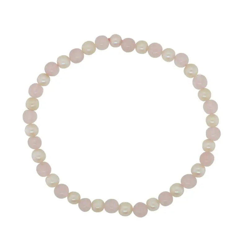 Rose Quartz and Pearl Elastic Bracelet  - alternate 5mm round rose quartz and pearls 