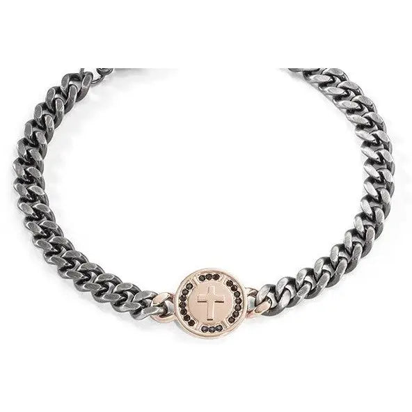 ’Sector’ Strong - Stainless Steel Curb Link Bracelet w.Rose