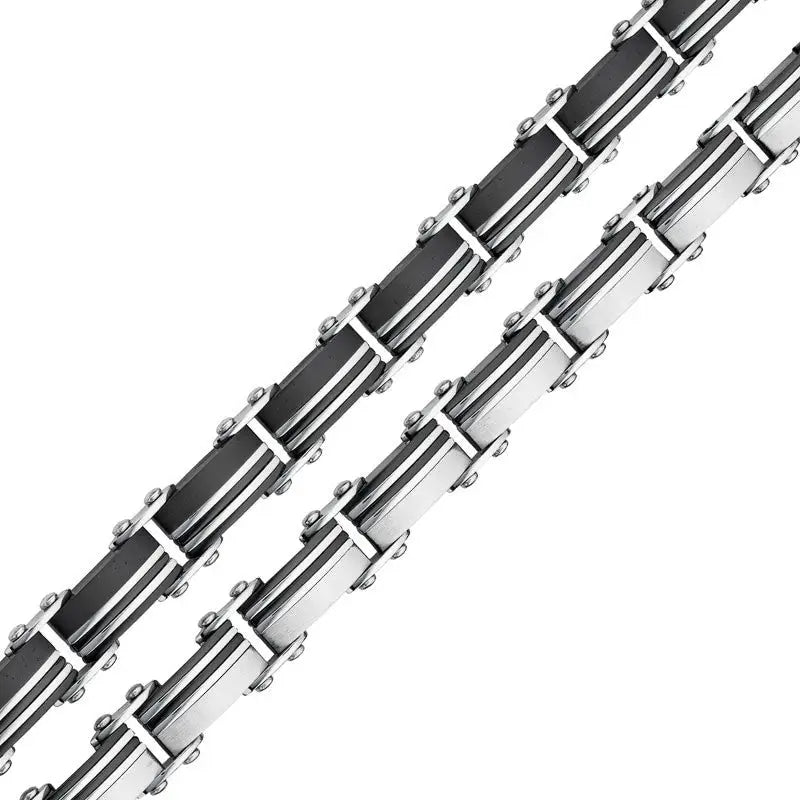 Silver and Black IP Plated Stainless Steel Double Sided Bracelet 2