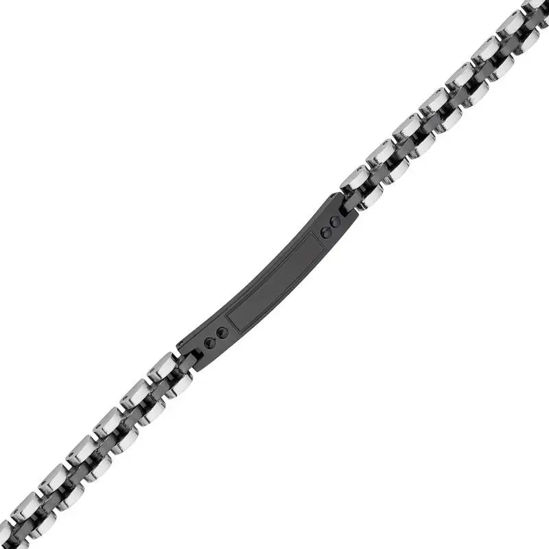 Silver and Black IP Plated Stainless Steel ID Bracelet 2