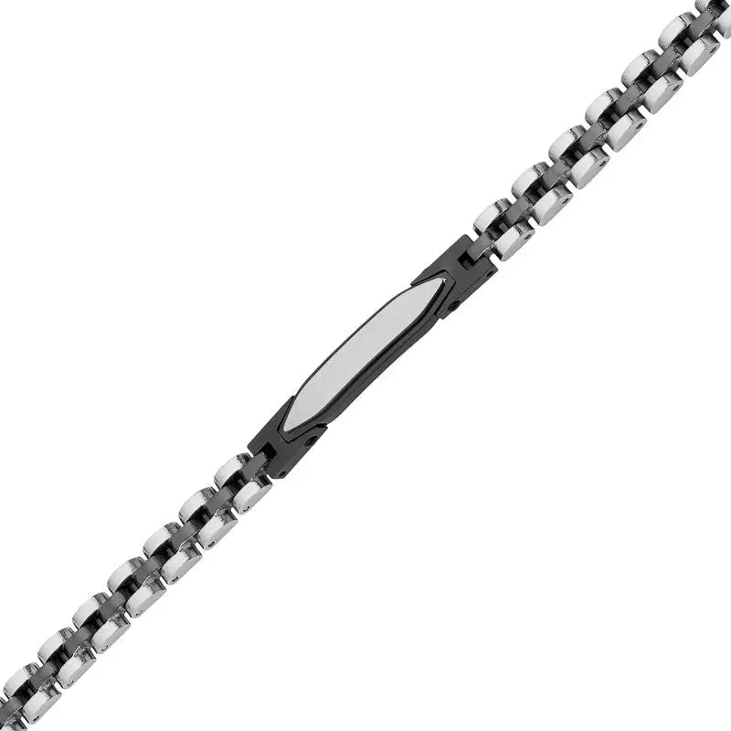 Silver and Black IP Plated Stainless Steel ID Bracelet 3