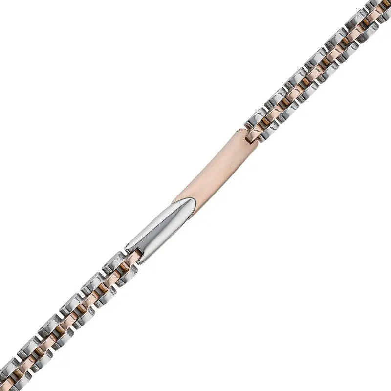 Silver and Rose Plated Stainless Steel ID Bracelet