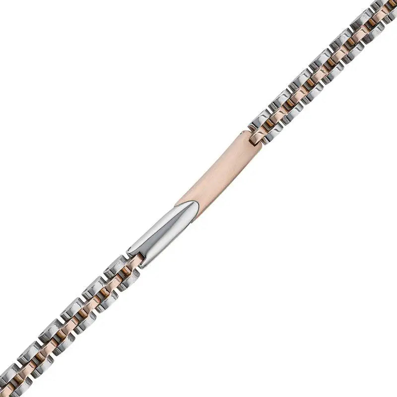 Silver and Rose Plated Stainless Steel ID Bracelet SEASPRAY