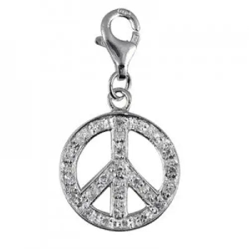 SS CZ Peace Symbol Charm