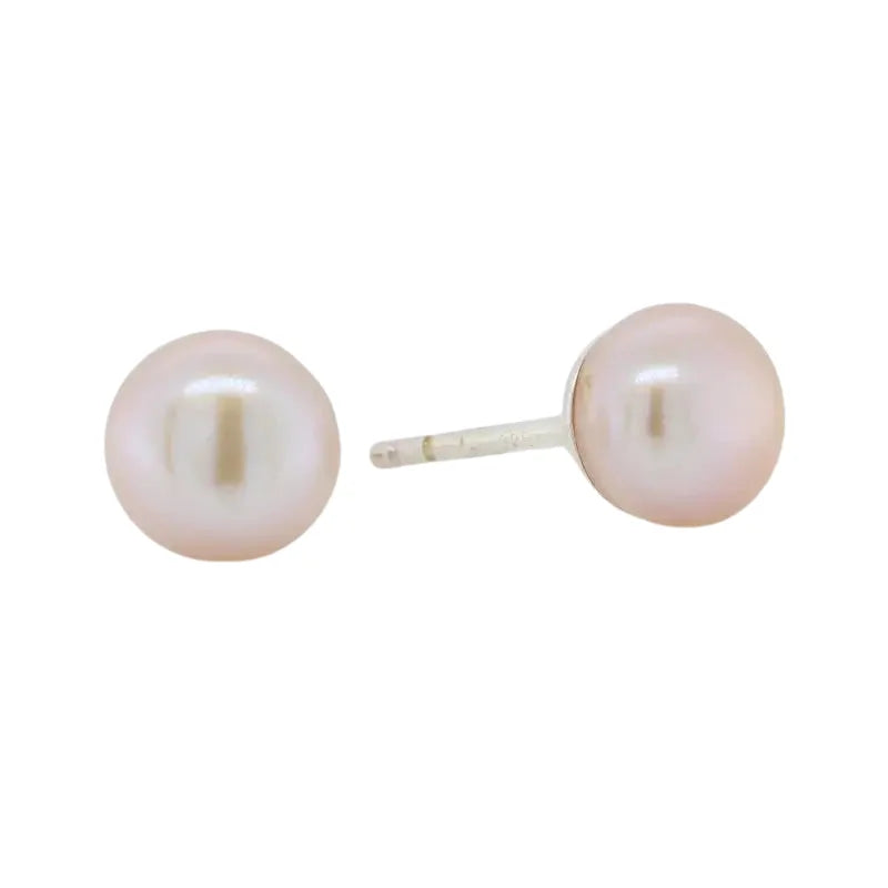 SS FWP Soft Pink 7mm Stud Earrings SEASPRAY VALUATIONS &