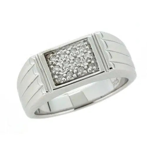 Sterling SIilver Diamond Gents Ring