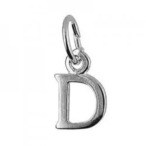 Sterling Silver 10mm Block Initial "D" Pendant