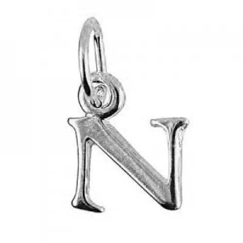 Sterling Silver 10mm Block Initial "N" Pendant