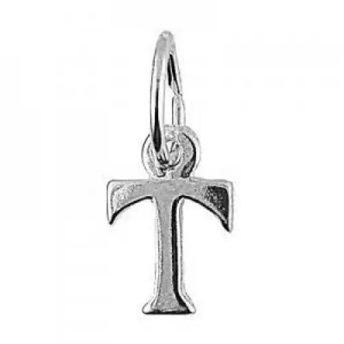 Sterling Silver 10mm Block Initial "T" Pendant