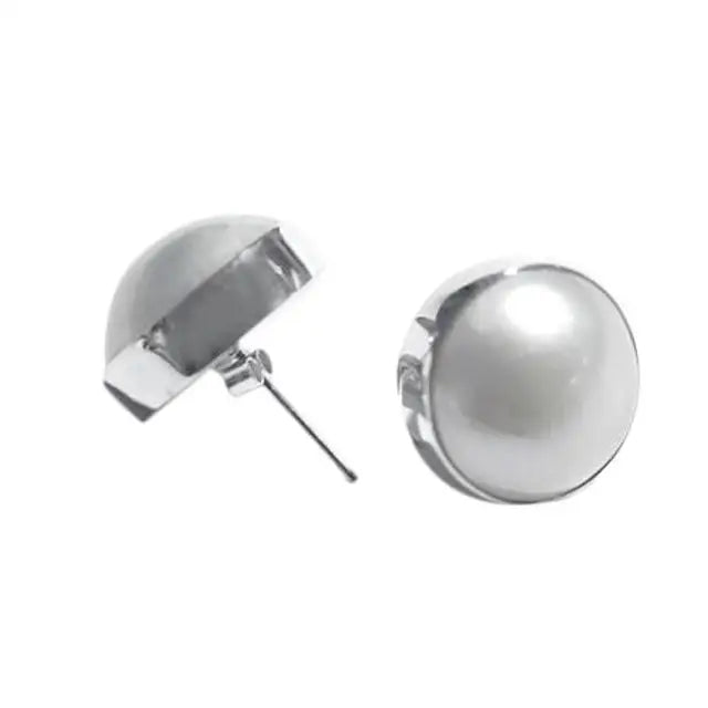 Sterling Silver & 10mm White Mabé Pearl Studs