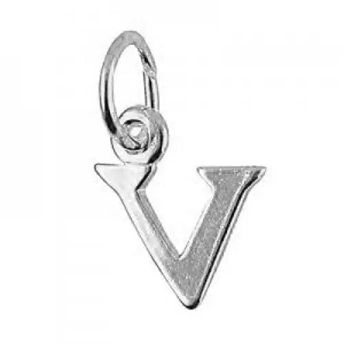 Sterling Silver 10mmm Block Initial "V" Pendant