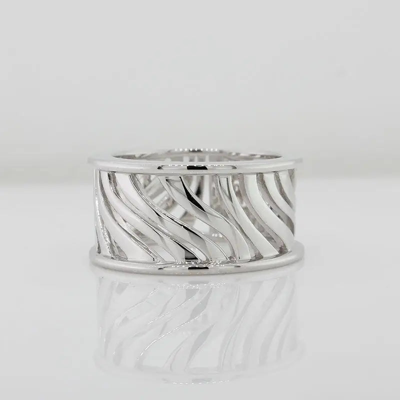 Sterling Silver 11.50mm Wide Wave Ring Size O