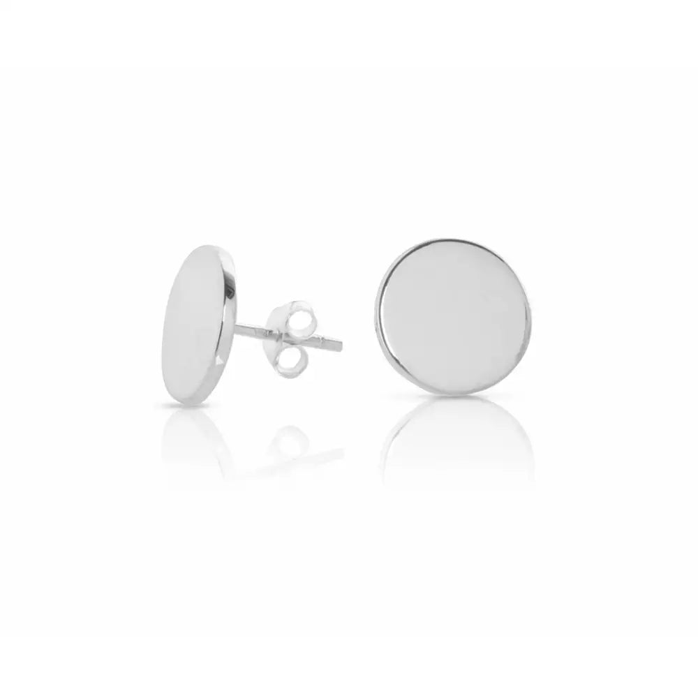 Sterling Silver 12mm Disc Stud Earrings - Can be Engraved