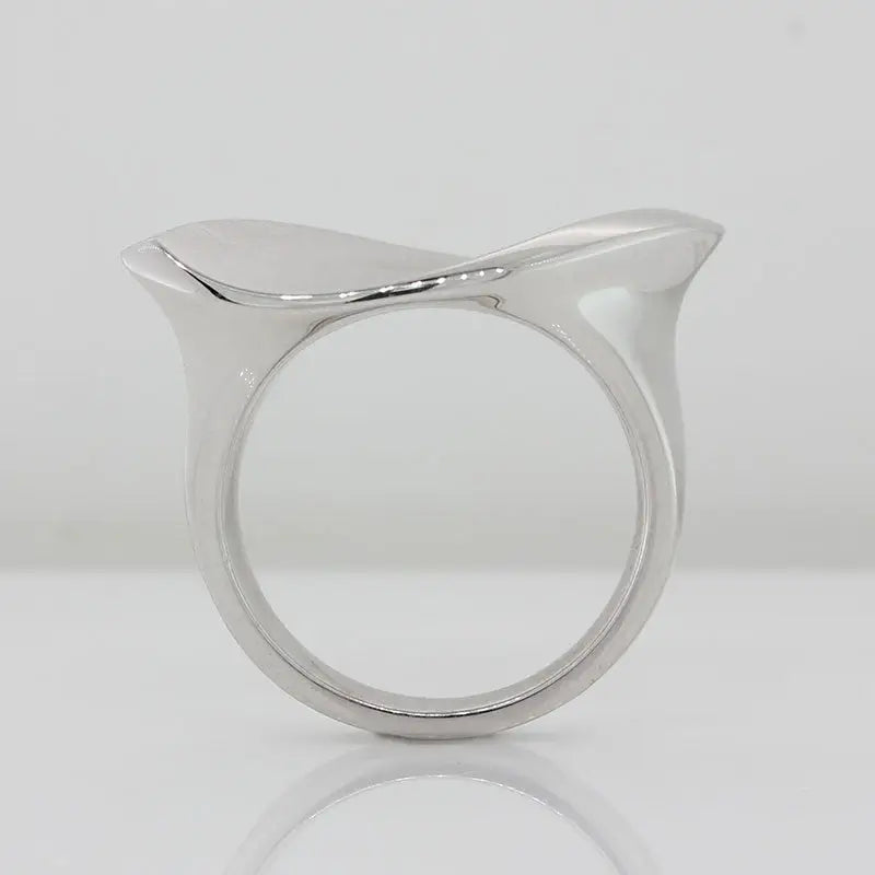 Sterling Silver 13.50mm Wide Navette Shape Running Across the Finger Satin & Polished Finish Ring Size O