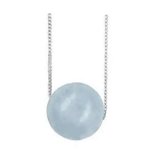 Sterling Silver 14mm Aquamarine Bead on 45cm Chain