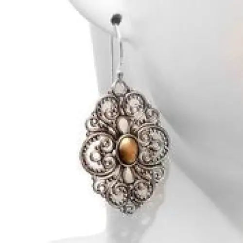 Sterling Silver 18Rose 33mm x 22mm Lace Filigree S/hook Earrings 