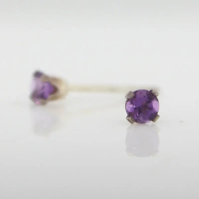 Sterling Silver 2.5mm Round Amethyst Claw Set Stud Earrings