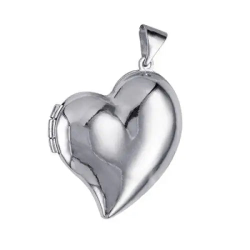 Sterling Silver 21mm Assymetrical Heart Locket