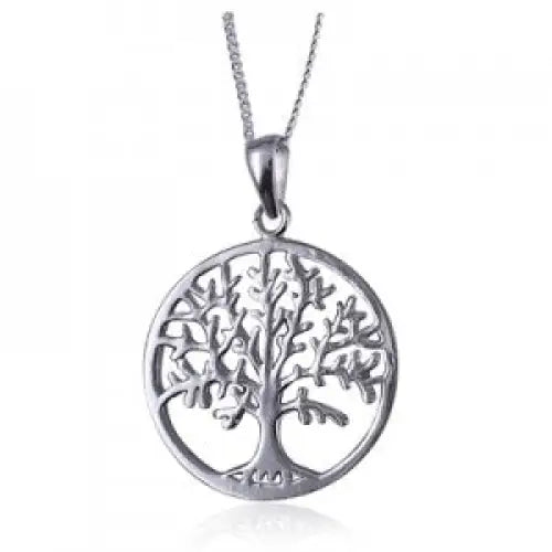 Sterling Silver 24mm Tree of Life Pendant - with 40cm Chain