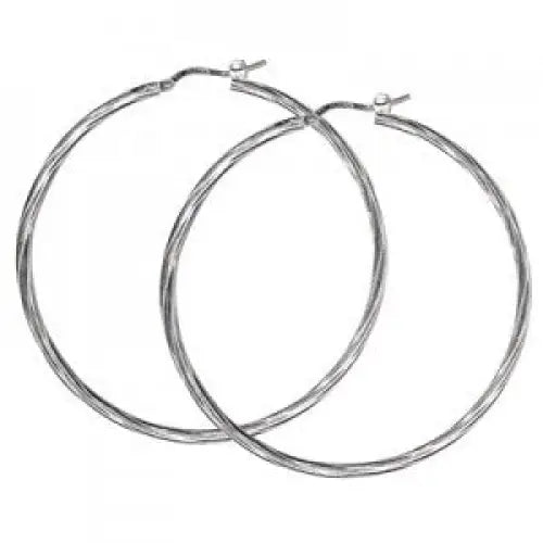 Sterling Silver 2mm Tube 50mm Inside Diameter Hoop Earrings