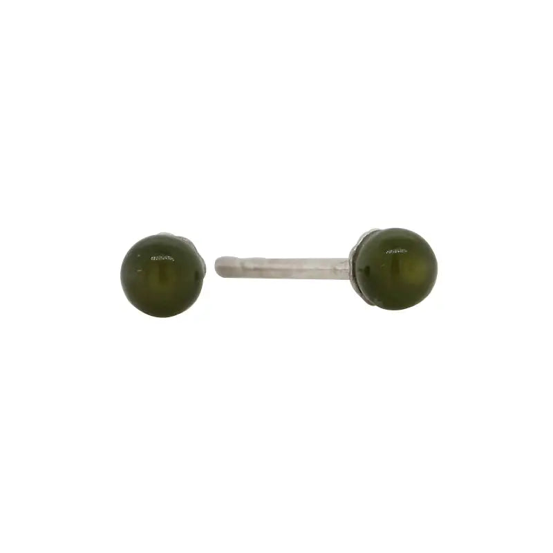 Sterling Silver 3mm Round Nephrite Jade Ball Studs