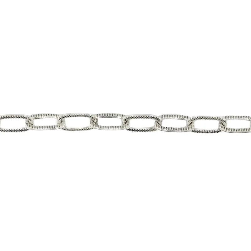 Sterling Silver 50cm Oval Cable Link Chain Patterned Links