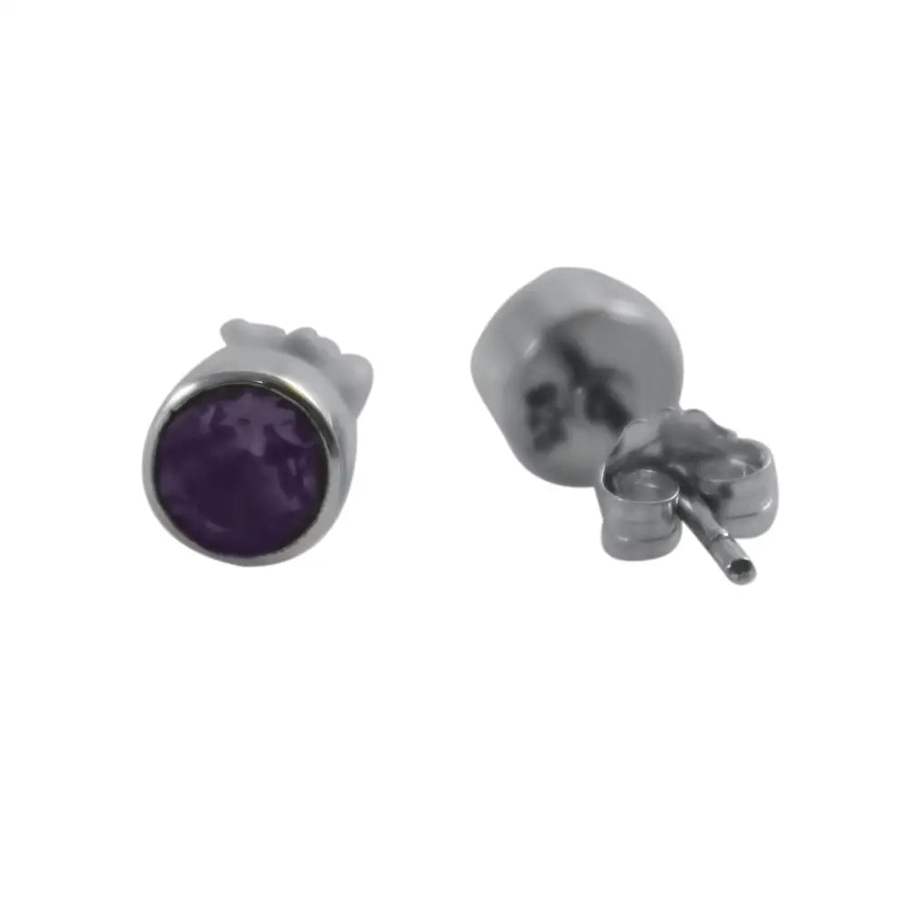 Sterling Silver & 5mm Amethyst Studs 5mm