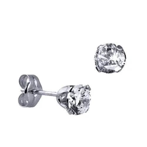 Sterling Silver 5mm Round Cubic Zirconia Claw Set Stud