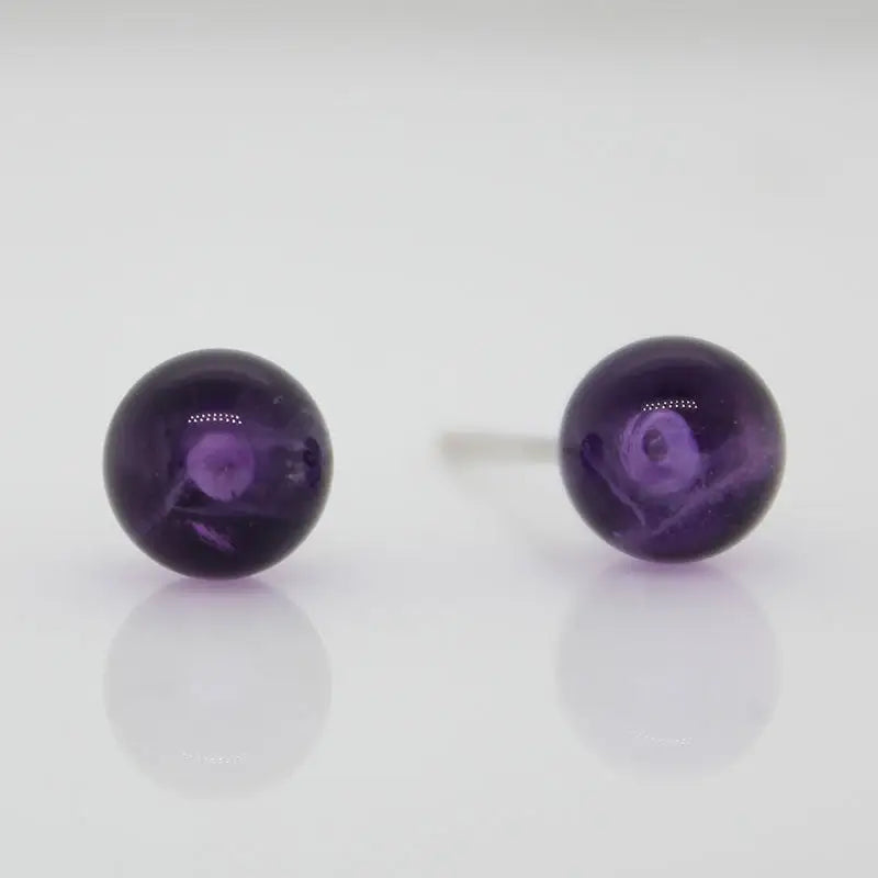 Sterling Silver 6mm Amethyst Ball Stud Earrings