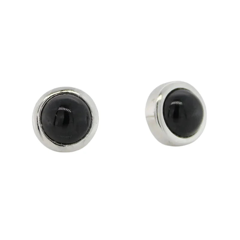 Sterling Silver 6mm Black Spinel Round Stud Earrings