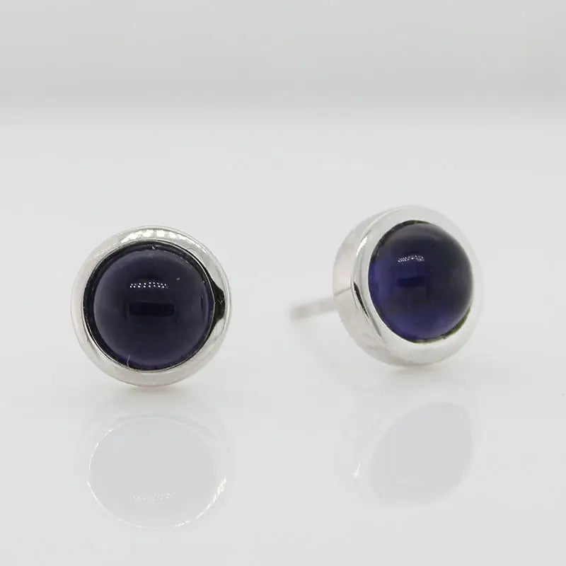 Sterling Silver 6mm Iolite Round Stud Earrings