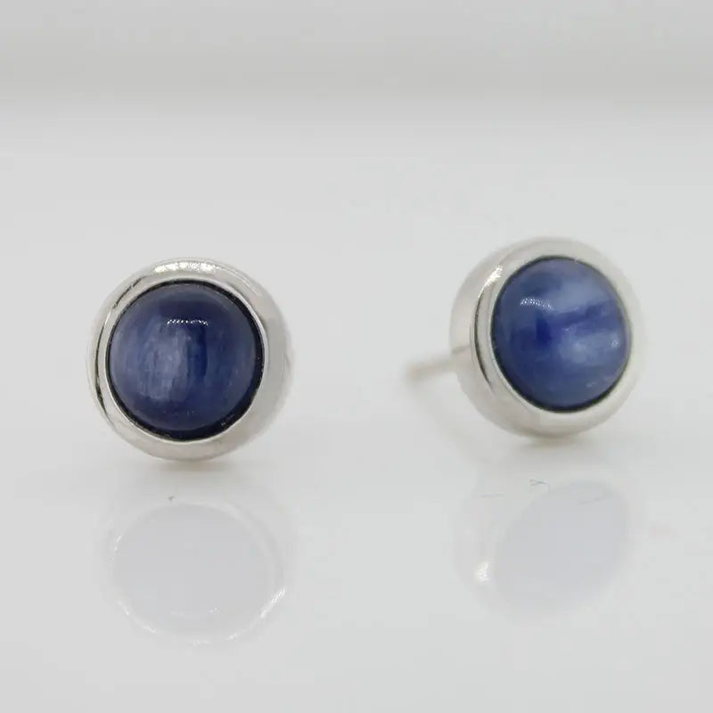 Sterling Silver 6mm Kyanite Round Stud Earrings