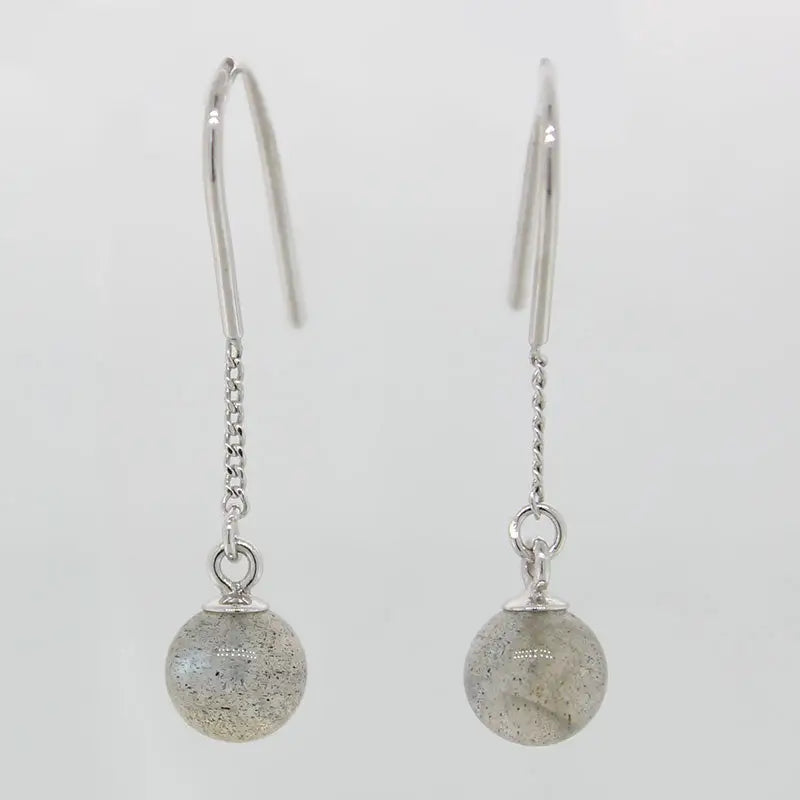 Sterling Silver 6mm Labradorite Ball Drop Earrings