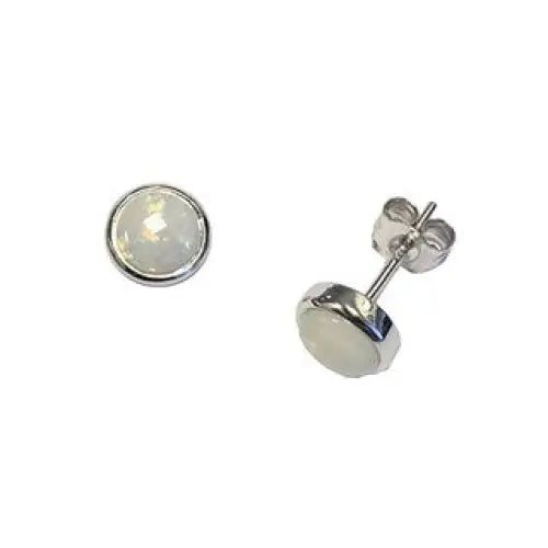 Sterling Silver 6mm Round Solid Opal Stud Earrings SEASPRAY